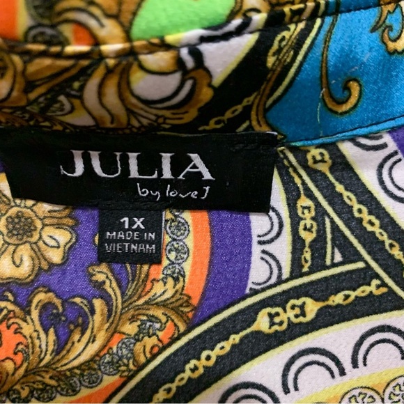 Trendy Status Print Short Sleeve Button Front Shirt - Multi Color 1x - Picture 3 of 7